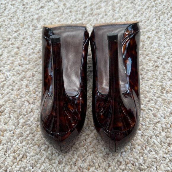 Stuart Weitzman Brown Leopard Print Tortoise‎ Patent Leather Pumps Size 8 - Picture 7 of 8